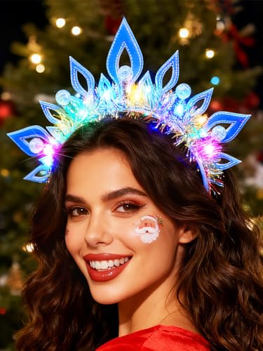 Urieo Christmas Light Up Headband LED Halo Headbands Holiday Hair Accessories for Women