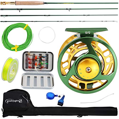 Sougayilang Fly Fishing Rod Reel Combos with Lightweight Portable Fly Rod and CNC-machined Aluminum Alloy Fly Reel,Fly Fis...