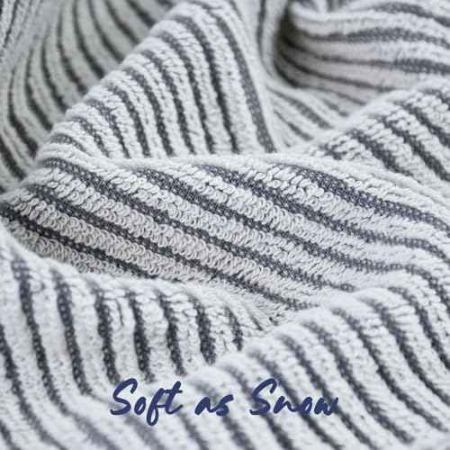 Cleanbear Wash Cloths for Showering, 12 Washcloths with Stylish Jacquard Weaved Design, Cotton Washcloth Set, 13 x 13 Inches, Gray