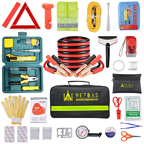 WETBAS Car Roadside Emergency Kit, Auto Vehicle Safety Emergency Road Side Assistance Kits Essentials, Solenoid Starter Re...