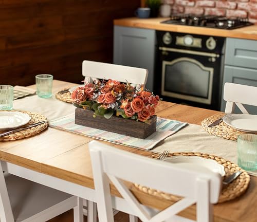 Dahey Centerpiece Table Decorations for Dining Room Farmhouse Living Room Fall Table Centerpieces Decor Wood Tray with 3 A...