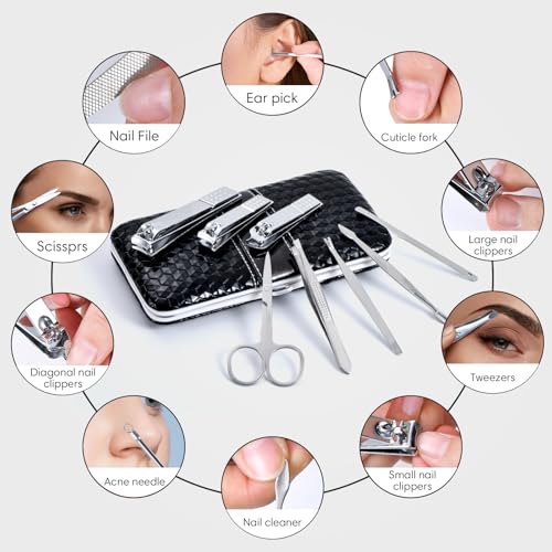 Nail Clippers Set Fingernail and Toenail Clipper Cutters Men's Accessories,Manicure Pedicure Kit Professional Grooming Kit...