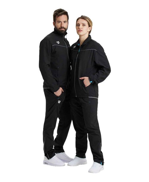ARENA Unisex Team Sports Panel Front Full Zip Lightweight Athletic Active Workout Warmup Jacket for Men Women,BLACK