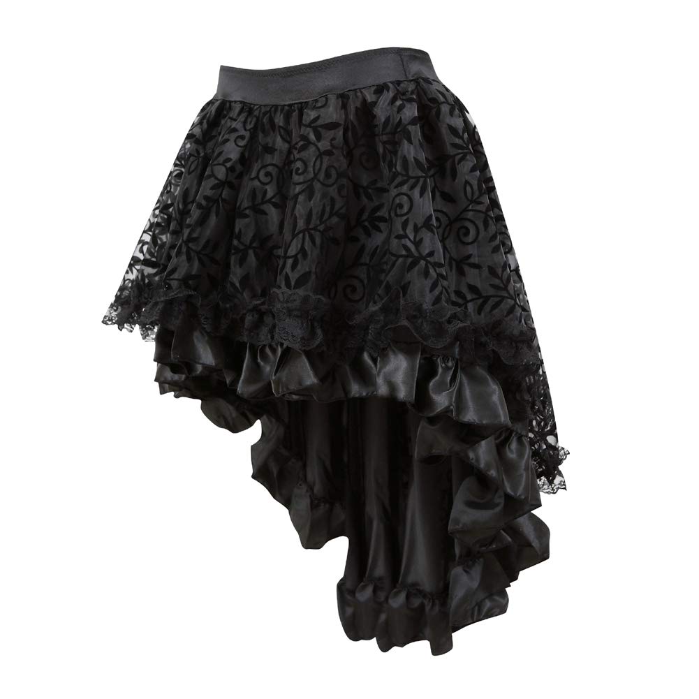 Grebrafan Steampunk Skirt for Corset Women Fluffy Pleated Layered Tutu Skirt (US(4-6) S, Black)