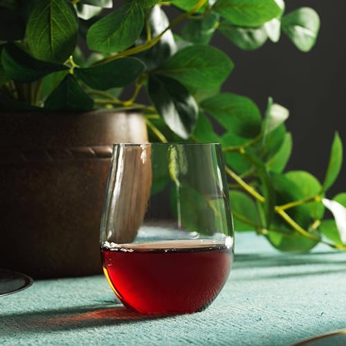 Munfix Plastic Stemless Wine Glasses 48 Pack, Disposable 12 Oz Clear Plastic Wine Cups Shatterproof Recyclable and BPA-Free