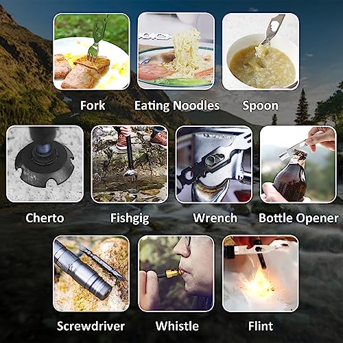 Tactical Walking Stick,Prime 15-in-1 Hiking Pole, Adjustable Multipurpose Tactical Hiking Stick for Men Women Outdoor Adve...