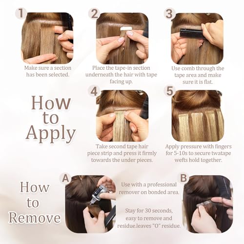 Tape in Hair Extensions Human Hair, 24 Inch Natural Black 20pcs Hair Extensions Real Human Hair Tape in Extensions Invisible Tape in Hair Extensions for Women (1B, 24 Inch)