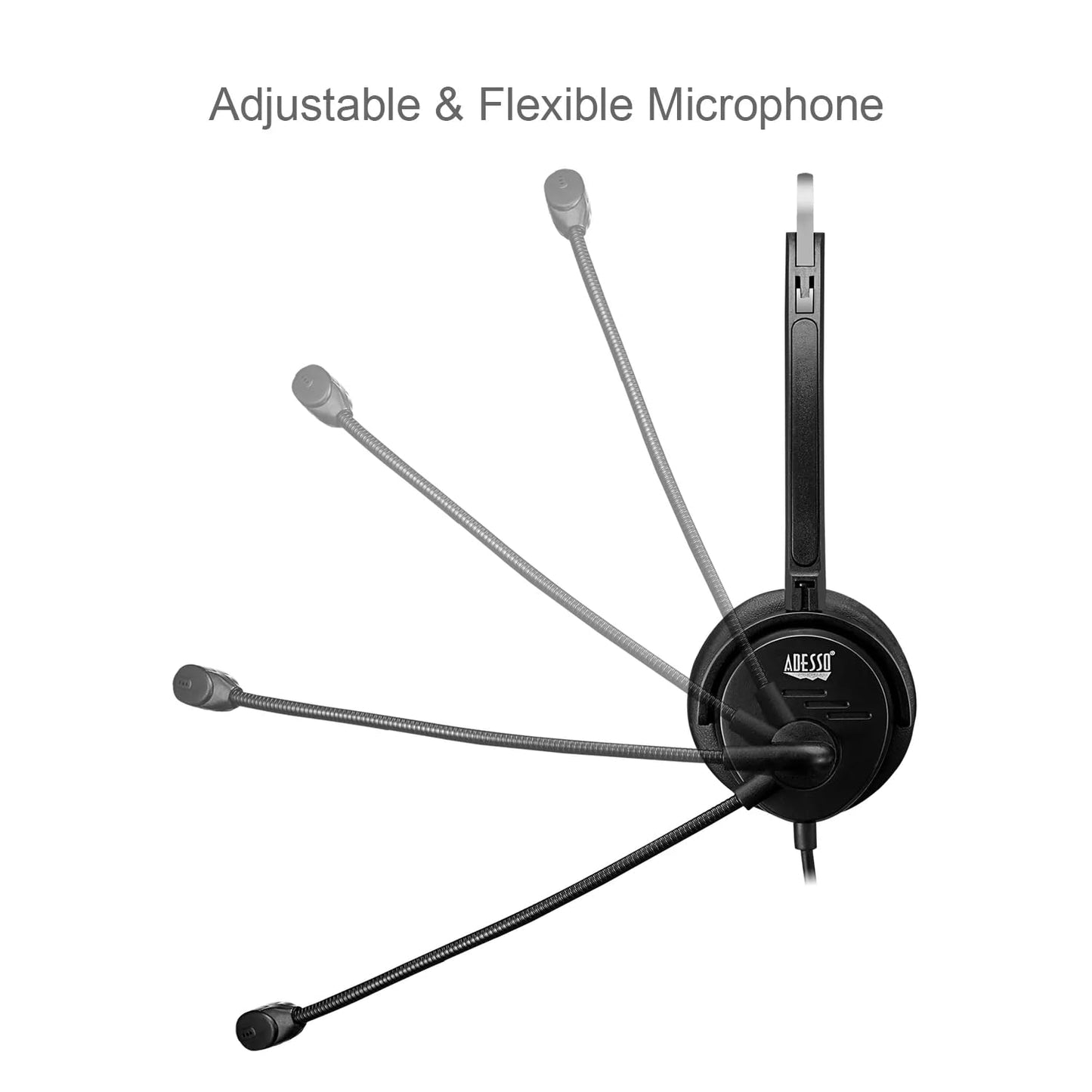 Adesso Xtream P1 Single-Sided Usb Wired Headset With Adjustable Noise Canceling Microphone, Black