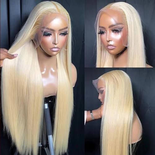 613 Lace Front Wig Human Hair 13x6 Transparent Lace Straight 613 HD Lace Frontal Wig Blonde Wig Human Hair Pre Plucked with Baby Hair 22 Inch 200 Density