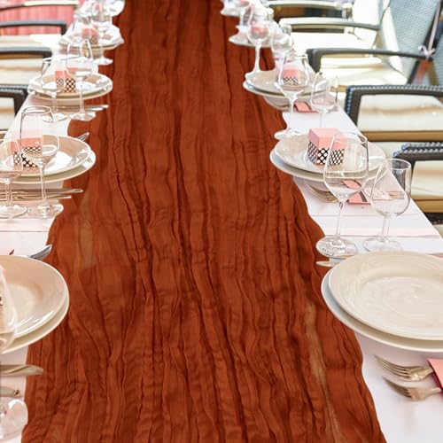 12 Pack Cheesecloth Table Runner, Runner Gauze Boho Wedding Decor Romantic Table Runner for Wedding Birthday Party(35" x 1...