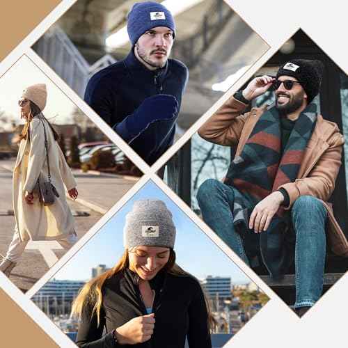 3 Packs Winter Beanie Hats for Men Women, Unisex Soft Warm Thick Beanies, Cuffed Knit Skull Cap