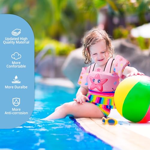 Kids Swim Vest for Children Learn Swimming Training Toddler Floaties with Adjustable Non-Slip Buckle Shoulder Harness Arm ...