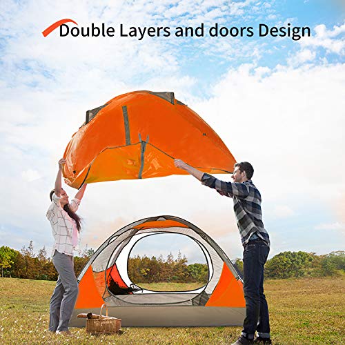 BISINNA 2/4 Person Camping Tent Lightweight Backpacking Tent Waterproof Windproof Two Doors Easy Setup Double Layer Outdoo...