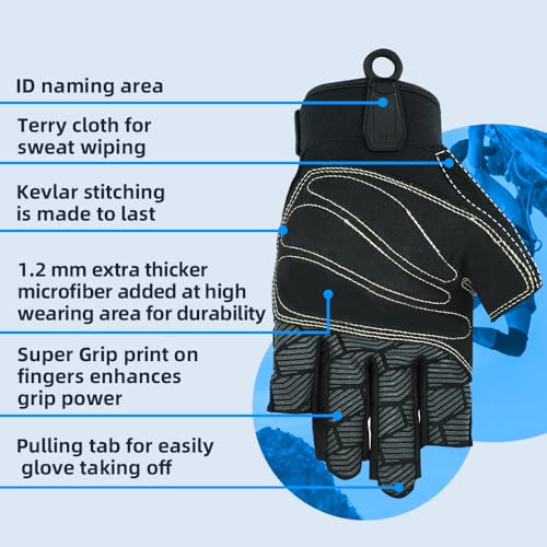 Seibertron Full or Half Finger Padded Palm Lightweight Breathable Climbing Rope Gloves for Climbers, Rock Climbing, Rescu...