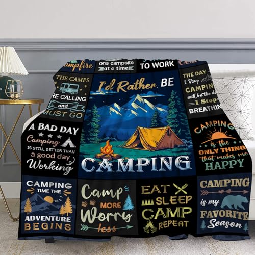 Camping Gifts for Women Men, Camping Blanket, Camper Decor, Camping Essentials Soft Throw Blanket for Couch Bed Sofa 60" X...