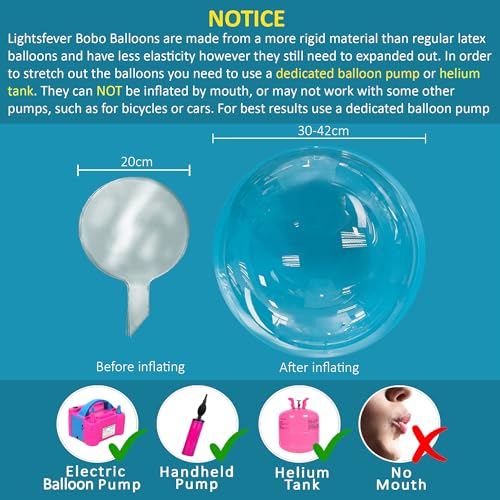 Lightsfever warm white led balloons with batteries, wedding proposal decorations clear transparent for helium or air, birt...