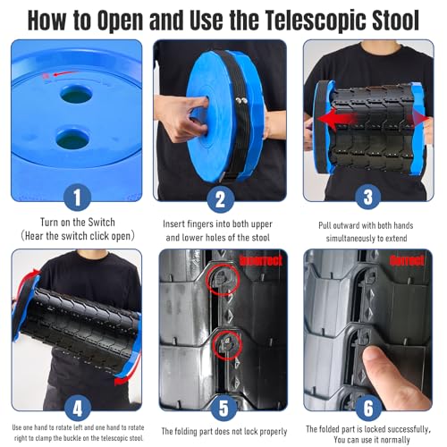Doseno Upgraded Foldable Stool Thickened Set of 2, Portable Collapsible Stool Retractable Stool, Foldable Portable Collaps...