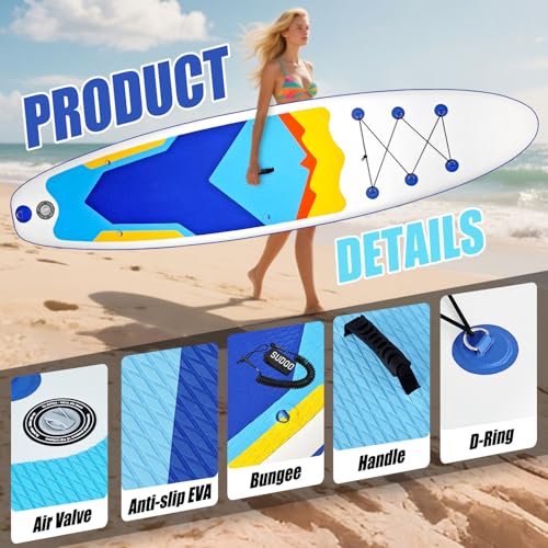 SUDOO 10ft Inflatable Stand Up Paddle Board with Multi-Functional Carrying Strap Bundle