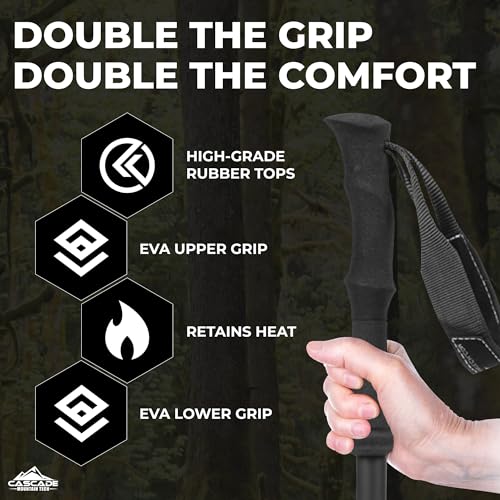 Cascade Mountain Tech Trekking Poles - Aluminum and Carbon Fiber Hiking Walking Sticks with Quick Locks (Set of 4)