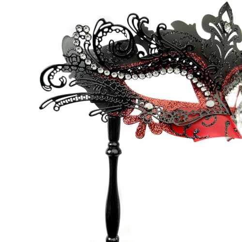 WILOVCOS Womens Masquerade Mask with Stick, Handheld Mardi Gras Mask,Venetian Party Masks