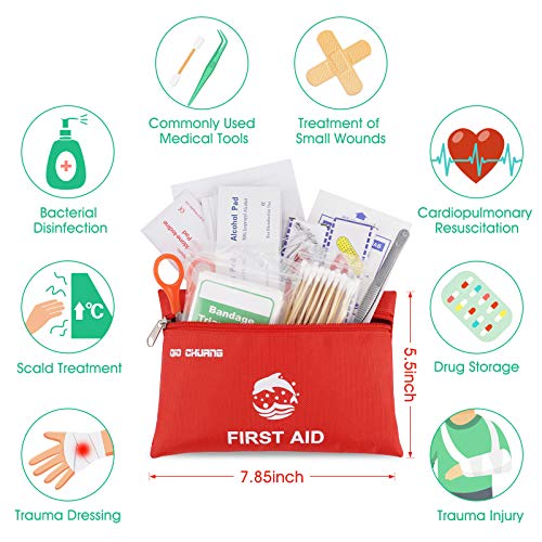 Small Travel First Aid Kit - 87 Piece Clean, Treat and Protect Most Injuries,Ready for Emergency at Home, Outdoors, Car, C...