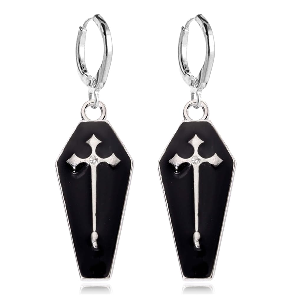 ANXIN STORE Gothic Retro Exaggerated Creative Cross Earrings Punk Style Funny Exaggerated Alternative Personality Earrings Female Gift (Black earrings)