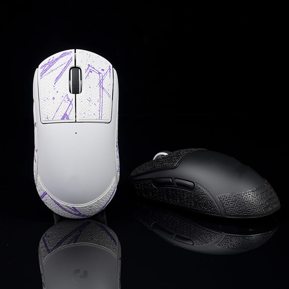 Hokeyio Mouse Grips For Logitech G Pro X Superlight Non Slip Suck Sweat Pre Cut Without Mouse Print-Set White Crimping 0.5Mm