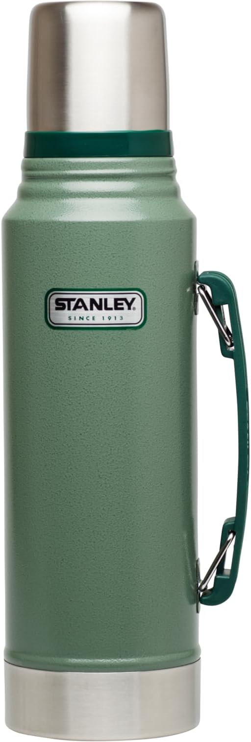 Stanley Heritage Classic Vacuum Bottle with Handle 1.1 qt | Wide Mouth w/Leakproof Cup Lid | Keep Drinks Hot or Cold | Ins...