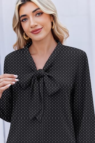 Zeagoo Womens Blouses Chiffon Long Sleeve Shirts Bow Tie Neck Work Tops Business Casual Outfits