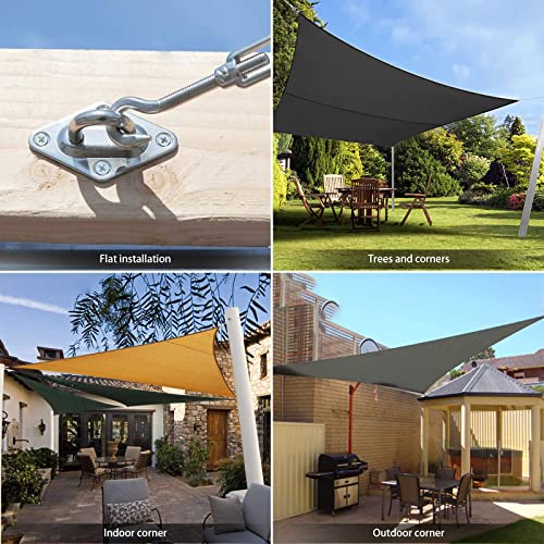 Sun Shade Sail Hardware Kit 6 Inch for Rectangle & Triangle Shade Sail Install, Stainless Steel Shade Sail Fixing Accessor...