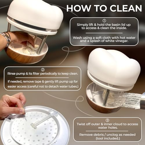 Mindsight ‘Calming Cloud’ Tabletop Water Fountain | Quiet Pump | Splash Resistant | Zen & Nature Décor | Promotes Focus, S...