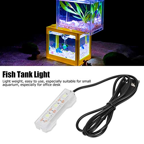 LED Aquarium Light, Light Weight USB Charging Underwater Light, Plastic Waterproof 2.4X0.8Inch for Aquarium Freshwater Off...