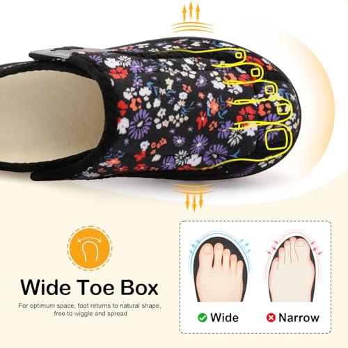 LeIsfIt Slippers for Women Extra Wide House Slippers Elderly Slip on House Shoes Non-Slip Indoor Outdoor Slipper Adjustabl...