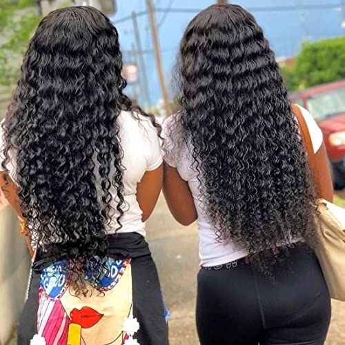 UNICE Deep Wave Human Hair Weave 1 Bundle 24 inch Unprocessed Brazilian Virgin Human Hair Sew in Extensions Natural Color Can be Dyed and Bleaced