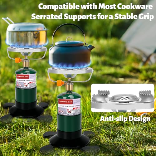 Propane Camping Stove, Portable Backpacking Stove with Adjustable Burner, Stable Camp Gas Stove for Outdoor Cooking, Singl...