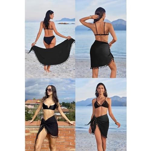 AI'MAGE Sarong Wraps for Women Swimsuit Coverups Beach Bathing Suit Cover Up Tassels Bikini Short Wrap Skirts for Swimwear