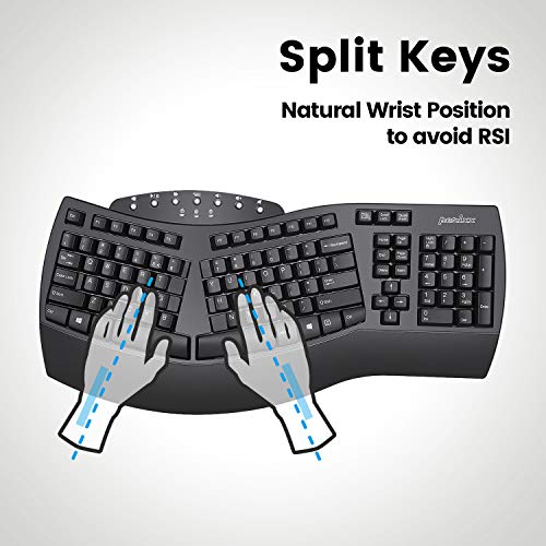Perixx Periboard-612B Wireless Ergonomic Split Keyboard with Dual Mode 2.4G and Bluetooth Feature, Compatible with Windows...