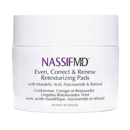 NassifMD Even, Correct & Renew Retexturizing Pads | Chemical Peel for Face | Whitehead, Closed Comedone and Acne Marks Skin Resurfacing Pads | Hyperpigmentation Treatment for Face