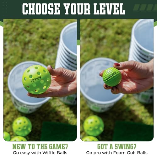 VULCANO SPORTS Par Pong Backyard Golf Chipping Game – Outdoor Golf Game with 12 Buckets, 2 Hitting Mats & Golf Balls – for...