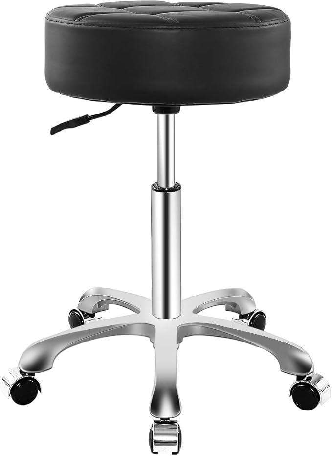 Rolling Adjustable Stool for Work Medical Tattoo Salon Office,Heavy Duty Esthetician Hydraulic Chair Stool with Wheels (Black)