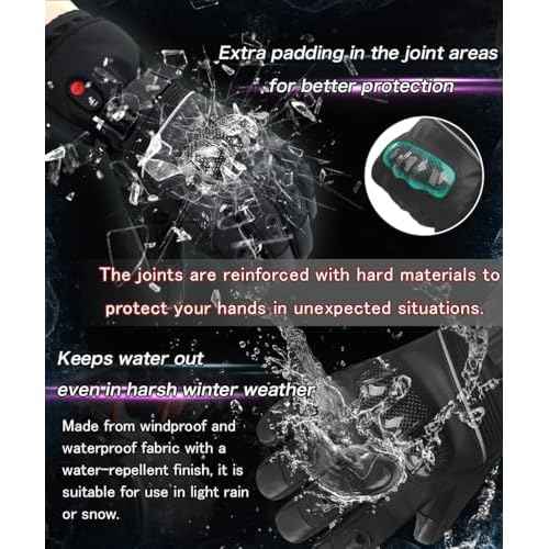 Heated Motorcycle Gloves Rechargeable 7.4V Battery for Men Women Touchscreen Waterproof Windproof for Winter Skiing Hunting Cycling Camping