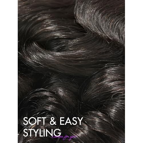 LUVME 13x4 Loose Wave Lace Frontal - 100% Human Hair, HD Transparent Lace, 150% Natural Black, 14 Inch