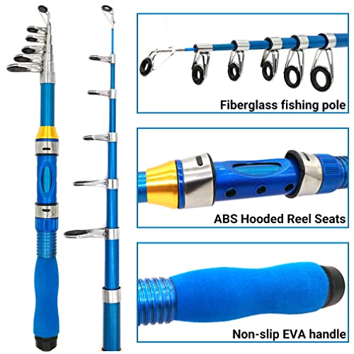 Kilitn Kids Fishing Rod, 1.5M 61Inch 4.92Ft Portable Telescopic Fishing Pole and Reel Combos and String with Fishing Line ...