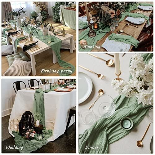 12 Pack 10Ft Cheesecloth Table Runner 35x120 Inch Boho Gauze Table Runner Cheese Cloth Long Romantic Table Runners for Wed...