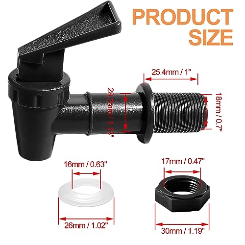 LifCratms 2Pcs BPA-Free Replacement Cooler Faucet, Black Plastic Water Spigot Spout Dispenser Tap Set, Reusable Water Croc...