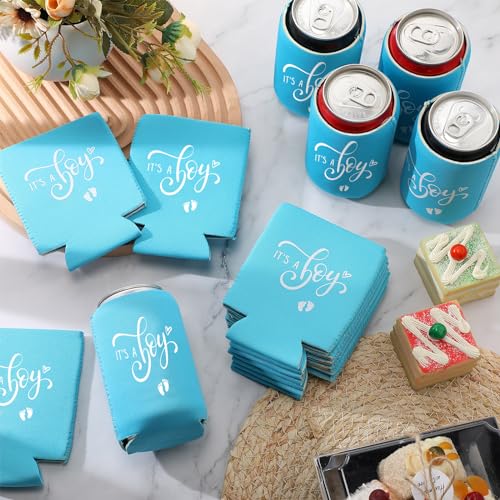 Mifoci 50 Pcs Baby Shower Decorations It's a boy blue Party Can Cooler Beer Sleeves for Gender Reveal Party Favors Baby Ca...