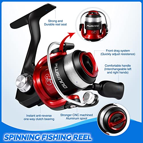 PLUSINNO Ultralight Ice Fishing Rod and Reel Combo, 25”/26”/27”/28” Sensitive Ice Fishing Pole Ice Fishing Gear for Walley...
