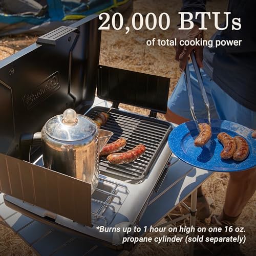 Coleman Tabletop 2-in-1 Grill & Stove with 2 Adjustable Burners, Propane Grill/Stove with Push-Button Starter, Wind Guard...