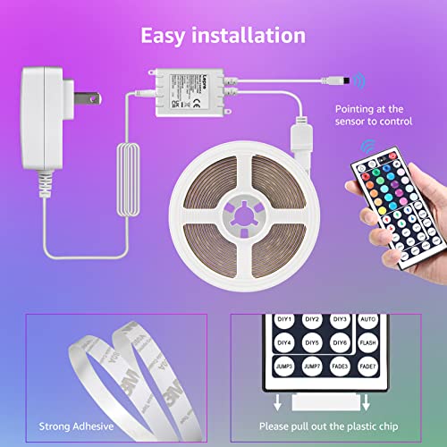 Lepro LED Strip Lights, 39.4Ft RGB LED Strips, 5050 SMD LED Color Changing Strip Light with 44 Keys Remote Controller and ...