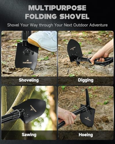 DARTMOOR Mini Folding Shovel High Carbon Steel, Portable Lightweight Outdoor Tactical Survival Foldable Mini Shovel, Entre...